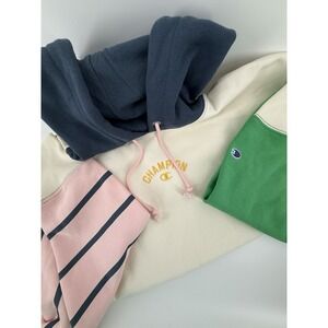 Champion Hoodie Mens Ivory Colorblock Reverse Weave Heavyweight size 2x